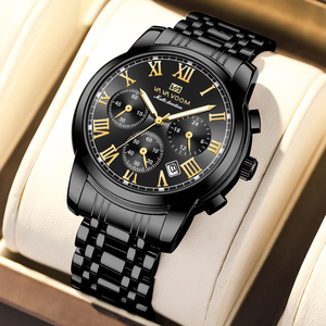 Mens Classic Chronograph Watch Silver Stainless Steel Wristwatch Roman Numerals For Men - Product Image 4