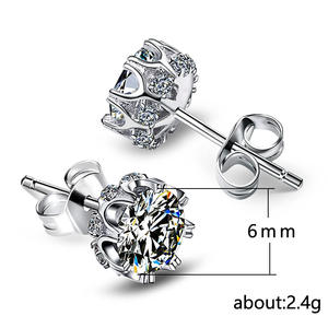 Boucles d'oreilles clous en or blanc E778, serties de cristaux et strass, motif floral, classiques, pour femme, usage quotidien - Product Image 6