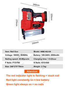 18 Gauge 2-in-1 elektrikli çivi tabancası akülü Brad & ahşap için zımba marangoz akülü çivi çelik malzeme - Product Image 4