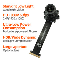 Modul Kamera Aksi 1080P 60fps untuk Fotografi Udara MIPI Starlight Night Vision dengan Lensa OS02H10
