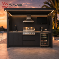 Îlot de cuisine BBQ extérieur moderne avec évier, rangements et armoires métalliques – Approvisionnement direct usine pour projets commerciaux de terrasses