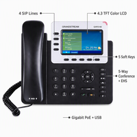 Téléphone IP d'entreprise Grandstream GXP2140 4 lignes, écran LCD couleur HD 4,3 pouces, 160 touches programmables, conférence 5 voies, Gigabit PoE, EHS VoIP