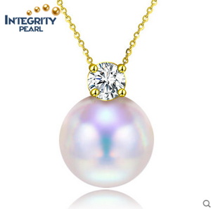 Colgante <span class=keywords><strong>de</strong></span> perla individual <span class=keywords><strong>de</strong></span> oro <span class=keywords><strong>de</strong></span> 18K, No se decolora, sin alergia, juego <span class=keywords><strong>de</strong></span> circonita - Product Image 1