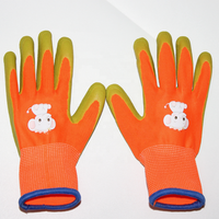 Gants de sécurité pour jeunes SUNCEND personnalisables en gros, haute qualité, 13 jauges, en polyester, avec paume enduite de mousse de latex verte et doublure orange