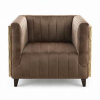 Fauteuil d'appoint en velours capitonné avec panneaux latéraux en métal pour salon et hôtel