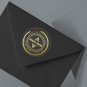 Étiquettes circulaires transparentes en PVC personnalisées, logo d'entreprise personnalisé, autocollants métalliques dorés pour fête de mariage, baptême et bougie pour faveurs - Product Image 3