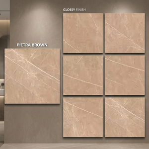 Pulpi Brown High Gloss Marble Look Glazed Porcelain Floor Tiles Luxury Interior Design 80x80cm - Product Image 5