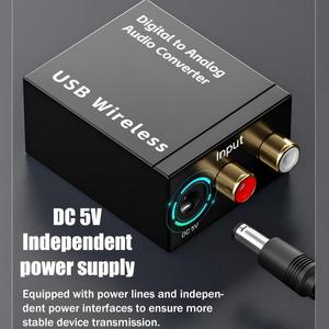 Decodificador de Audio Bluetooth 5.0 con <span class=keywords><strong>Fibra</strong></span> Óptica Toslink, Señal <span class=keywords><strong>Coaxial</strong></span> RCA R/L, SPDIF DAC USB, <span class=keywords><strong>Conversor</strong></span> de Audio Digital <span class=keywords><strong>a</strong></span> Analógico Inalámbrico - Product Image 5