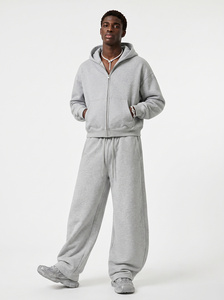Ensemble de survêtement unisexe oversize 350 GSM avec sweat à capuche zippé et pantalon de jogging coupe ample à épaules tombantes, vêtements de sport, vente en gros - Product Image 5