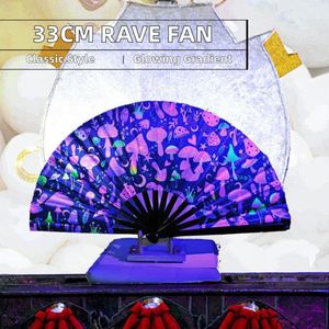 Grand éventail pliant de 33 cm pour la danse chinoise et japonaise, festival de musique, avec dégradé réfléchissant, en bambou, pour cadeaux d'Halloween - Product Image 2