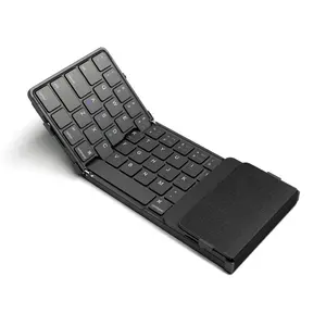 Keyboard Portabel Mini Lipat Gigi Biru Nirkabel 5.1 dengan Koneksi 3 Saluran untuk Ponsel Windows Android IOS Tablet Ipad