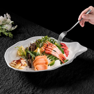 Minimalist Hotel Premium Creative Sashimi Présentation Unique Haut de Gamme De Forme Irrégulière Fruits De Mer Salade De Fruits <span class=keywords><strong>Plateau</strong></span> En Céramique - Product Image 3