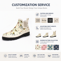 Bottes de pluie Chelsea pour femmes, en caoutchouc naturel recyclé, imprimé floral, imperméables, pour le jardin et les jours de pluie, très vendues