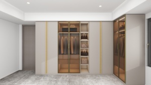 Luxury Modern Minimalist Custom Bedroom Furniture Built-in <b>with</b> <b>Dressing</b> <b>Table</b> Mirror LED Light Closet - Product Image 4