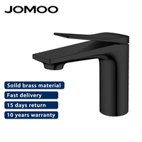 JOMOO Reddot penghargaan terbaik satu pegangan Modern kuningan keran wastafel Matte hitam dek Mount Vanity keran lubang tunggal wastafel kamar mandi