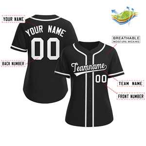 Op maat gemaakt zwart-wit-zwart klassiek baseballshirt voor dames - Product Image 2