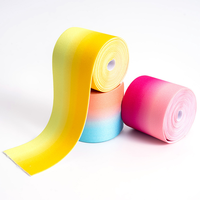 Bande élastique en polyester tissé sergé à haute ténacité, imprimée de motifs floraux, avec logo personnalisé, technologie de transfert thermique, design élégant