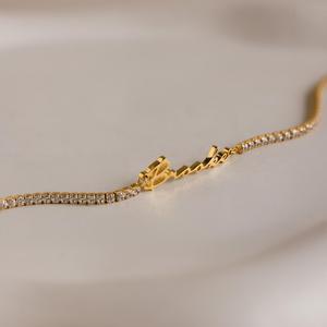 CE 인증 발렌타인데이 선물 테니스 체인 CZ 레이저 각인 스테인리스 스틸 개인 맞춤 이름 팔찌 - Product Image 2