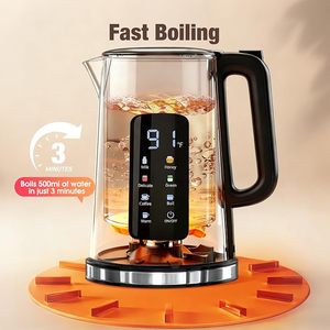 Bouilloire numérique à écran tactile 1,7 L, 2200 W, revêtement intérieur en acier inoxydable, ébullition rapide, arrêt automatique, 360°. Thermostat Base Strix - Product Image 2