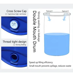 200L Blue HDPE Plastic Drum 55-Gallon Blow Molding Bucket Steel Barrel For Storage Gasoline Water Chemicals Other Purposes