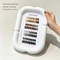 Kit de vernis gel UV œil de chat ambre 32 couleurs, flacon 15ml, écologique, pour nail art, durcissement LED en 60s, facile à retirer, pour professionnels