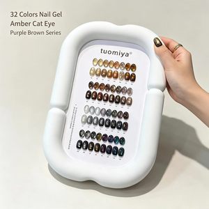 Ensemble de vernis à ongles gel effet œil de chat ambre 32 couleurs, violet, marron, cristal, chrome magnétique, pour salon de manucure et manucure DIY - Product Image 1