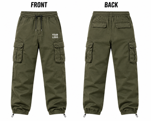 Custom <b>Men</b> <b>Cargo</b> Pants Multi Pocket Drawstring Loose Fit Casual Streetwear Workwear Outdoor Utility <b>Trousers</b> - Product Image 2