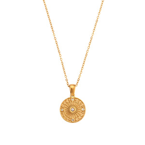 Collana con Ciondolo alla Moda, Placcatura PVD in Oro 18k, Collana con Bussola in Acciaio Inossidabile, Gioielli da Donna, Collana con Ciondolo a Stella - Product Image 4