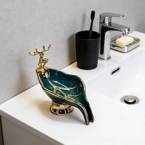 Support de rangement en céramique pour savon, créatif, avec égouttoir, pour toilettes, sans perforation, style luxe léger, pour la lessive - Product Image 6