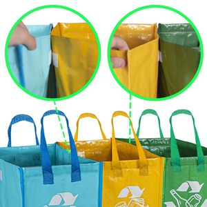 Ensemble de 3 sacs de recyclage pour verre, plastique, papier, contenants de tri réutilisables et imperméables pour la séparation des déchets - Product Image 4