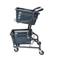 Chariot de supermarché à deux paniers, chariot de supermarché, chariot de supermarché, chariot de supermarché en plastique, chariot de cueillette