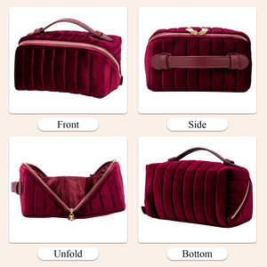 Koncai Pochette à Cosmétiques Élégante en Velours, Sac Coussin de Voyage, Organisateur de Maquillage, Trousse de Toilette à Fermeture Éclair - Product Image 6