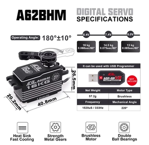 มอเตอร์ AGFRC 16KG 0.068 วินาที รุ่น Low Profile A62BHM เกียร์โลหะ แบบตั้งโปรแกรมได้ สำหรับรถดริฟท์ขนาด 1/10 - Product Image 3