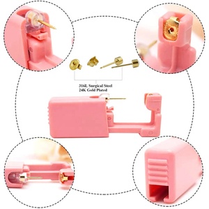 6 pièces/boîte <span class=keywords><strong>Pistolet</strong></span> de perçage d'oreilles <span class=keywords><strong>jetable</strong></span> Dolphin Mishu pour enfants, tendance, pour fiançailles et mariages, en acier inoxydable 316L, or 24K - Product Image 4