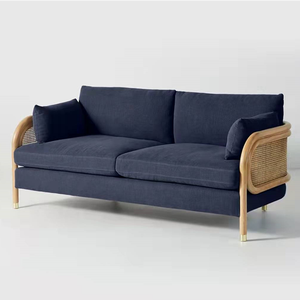 Meubles modernes personnalisés vente directe d'usine entrepôts de canapés convertibles de haute qualité en bois massif rotin double siège pour salon - Product Image 2