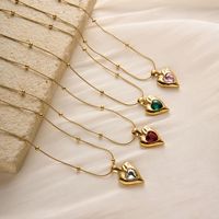 Nouveau collier pendentif cœur épais en acier inoxydable plaqué or avec perles fines pour femme, bijoux en zircon