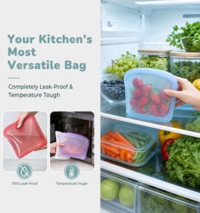 Sacs de conservation alimentaire en silicone pliables, écologiques, à double fermeture, personnalisables, pour congélateur et cuisine - Product Image 2
