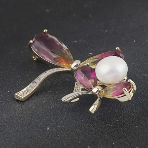 Broches élégantes en perles brillantes, magnifiques broches nœud, broches plaquées or avec diamants et zircons, bijoux unisexes pour femmes, sacs de fiançailles - Product Image 2