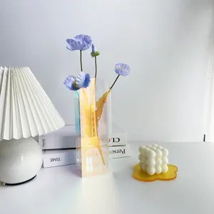Высококачественная прозрачная Цветочная ваза в скандинавском стиле для домашнего декора, художественная простая Свадебная ваза, акриловая цветная Настольная Ваза для комнаты