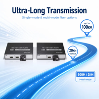 Extenseur HDMI sur fibre optique avec sortie en boucle, monomode, monofibre SC, 20 km, 1080p, émetteur-récepteur HDMI sur fibre pour CCTV