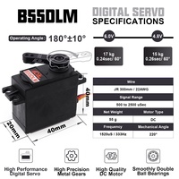 AGFRC B55DLM 55g 220 Degrés 17KG 0.24 Sec Moteur Servo Numérique à Couple Élevé avec Engrenages Métalliques et Plastiques, Double Roulement à Billes, Pièces RC