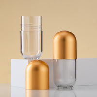 Flacon vide en plastique transparent de 50 ml avec bouchon doré pour capsules, idéal pour l'emballage de comprimés et granulés – Vente en gros