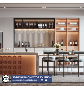 Armoires de <span class=keywords><strong>cuisine</strong></span> basses en MDF, style shaker, fines et étroites, avec porte en bois à grain de bois, pour projet résidentiel LA - Product Image 1