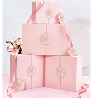 Emballage cosmétique de luxe, boîte rigide rectangulaire à ouverture centrale avec logo personnalisé rose, couvercle magnétique, pour emballage de boîte cadeau pour sac à main