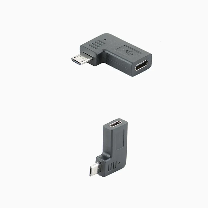 L Shaped Type-C to Micro USB Converter Adapter 90 Degree Right Left Angle Type C to Micro USB M/F Connector Female or Male