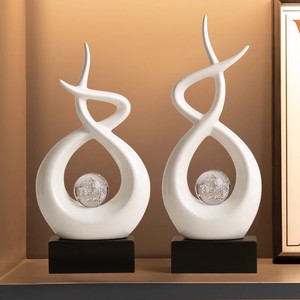 현대 북유럽 럭셔리 독특한 창조적 인 기하학적 추상 예술 세라믹 조각 가정 장식 장식 크리스탈 도자기 장식품 - Product Image 4