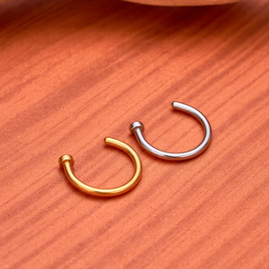 1 pièce <span class=keywords><strong>Anneau</strong></span> de nez factice en Titane G23 pour femme, ensemble de piercings pour septum, lèvre et cartilage, anneaux fins pour hélix, hypoallergénique, forme C, 20G - Product Image 6