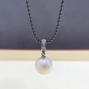 อุปกรณ์ทำเครื่องประดับเงินแท้ S925 สำหรับไข่มุก DIY ตัวเรือนเปล่าสีดำ พร้อมห่วงสำหรับไข่มุกทรงกลมขนาด 10-13 มม. รุ่น 31055 - Product Image 2