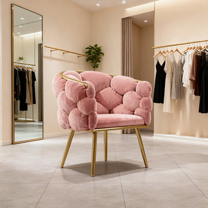 Chaise de salon nordique en acier inoxydable doré de luxe avec dossier en <span class=keywords><strong>velours</strong></span> <span class=keywords><strong>gris</strong></span>, adaptée à la maison, au bureau et à la chambre à coucher - Product Image 2