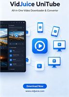 VidJuice UniTube 프로페셔널 1 PC 라이선스 지원 8K 비디오 다운로더 & MP3 컨버터 12개월 구독 빠른 배송